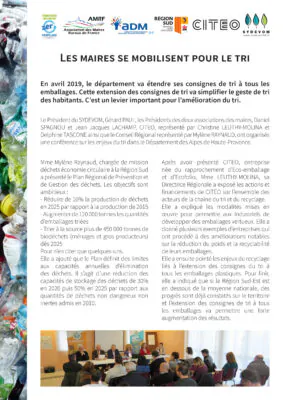 29 janvier 2019 – Les Maires se mobilisent pour le tri